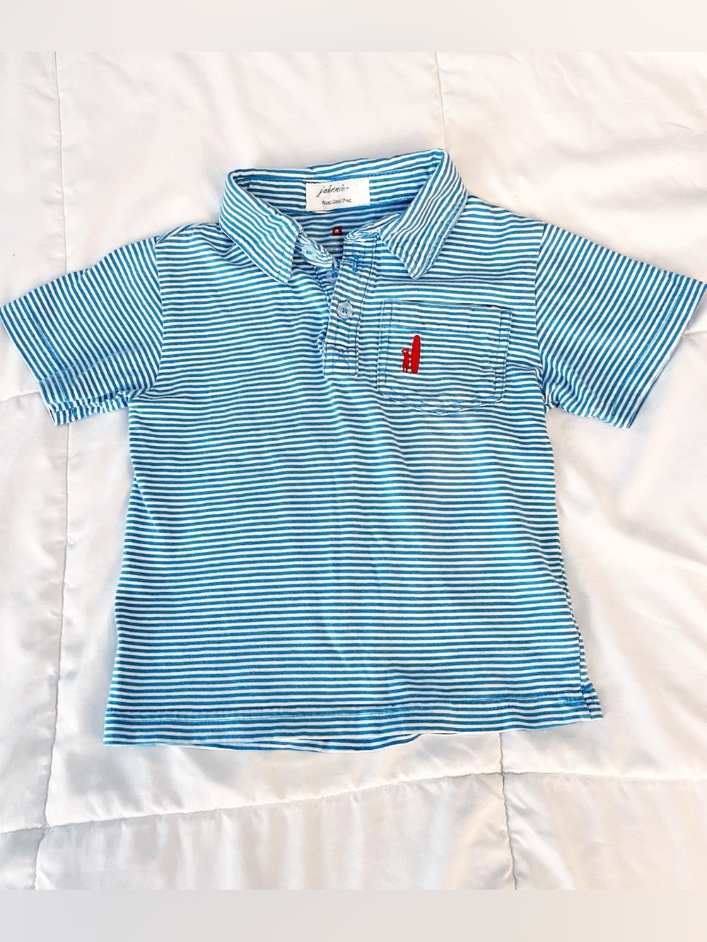 johnnie-O Blue & White Striped Polo Size 4